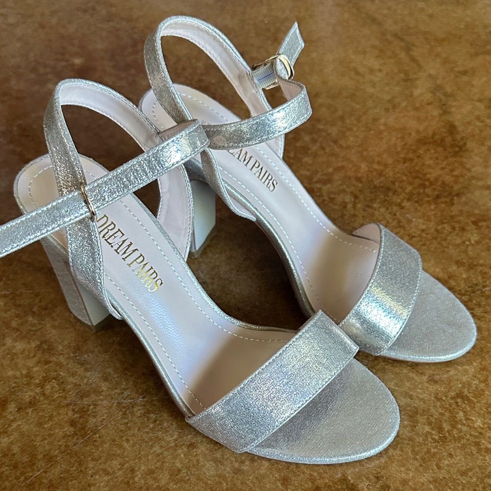 Metallic Gold Block Heel Sandals